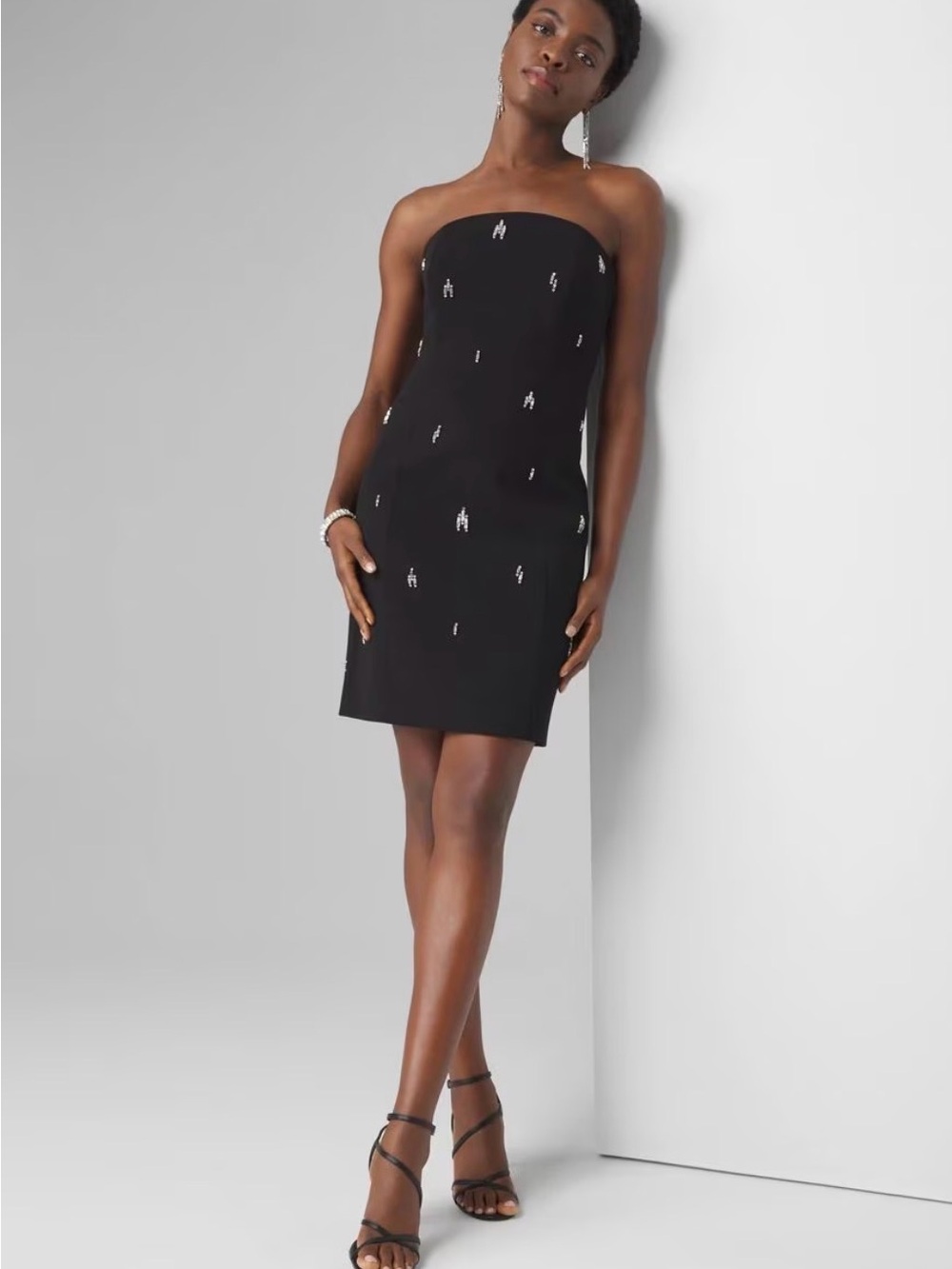 WHBM Petite Embellished Mini Dress Size 2 Black NWT